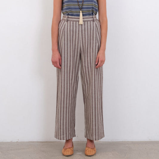 Cawley Studio Japanese Cotton / Linen Georgia Trousers Bark / Ecru