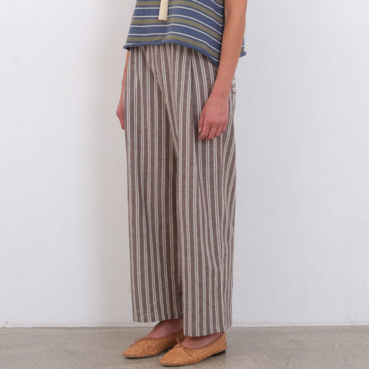 Cawley Studio Japanese Cotton / Linen Georgia Trousers Bark / Ecru