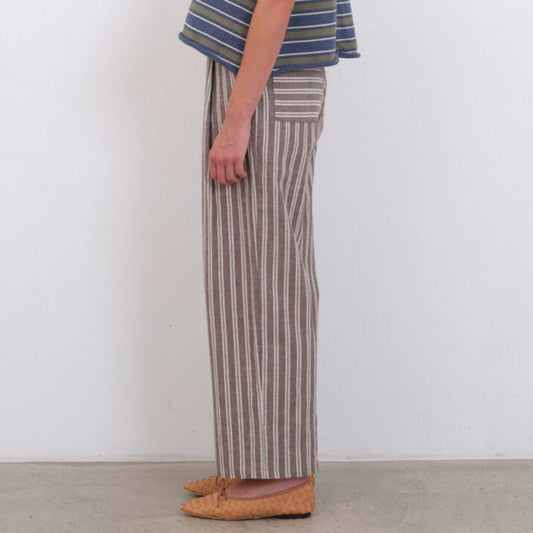 Cawley Studio Japanese Cotton / Linen Georgia Trousers Bark / Ecru