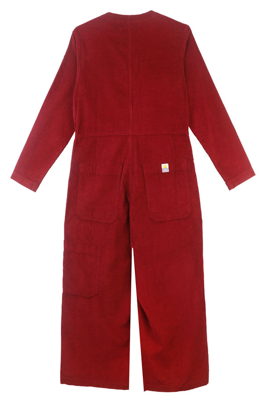 L.F.Markey Felix Corduroy Boilersuit Burgundy