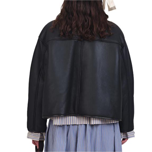 Cawley Studio Leather Black Straight Hair Flying Jacket Chocolate/Seal