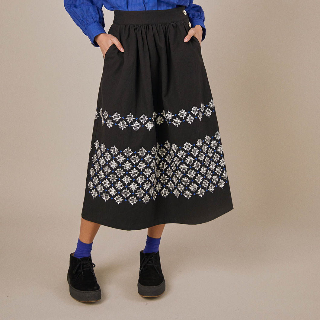 Sideline Gaia Skirt Black Embroidered