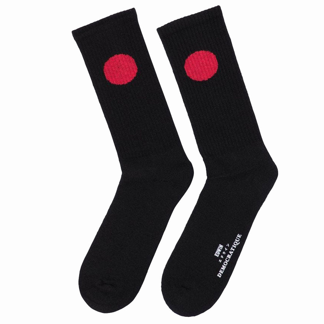 Edwin Japanese Sun Socks X Démocratique Black
