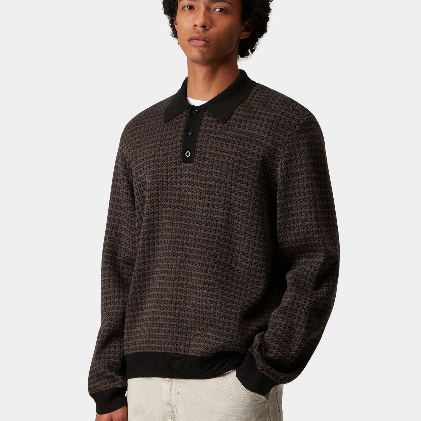 Carhartt WIP L/S Lowis Polo Houndstooth Vitola Heather