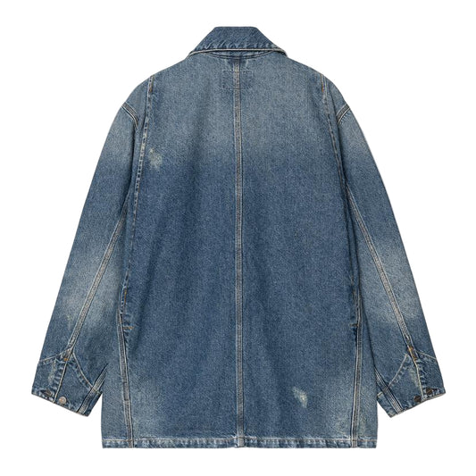 Carhartt WIP Aden Chore Coat Blue, grind washed
