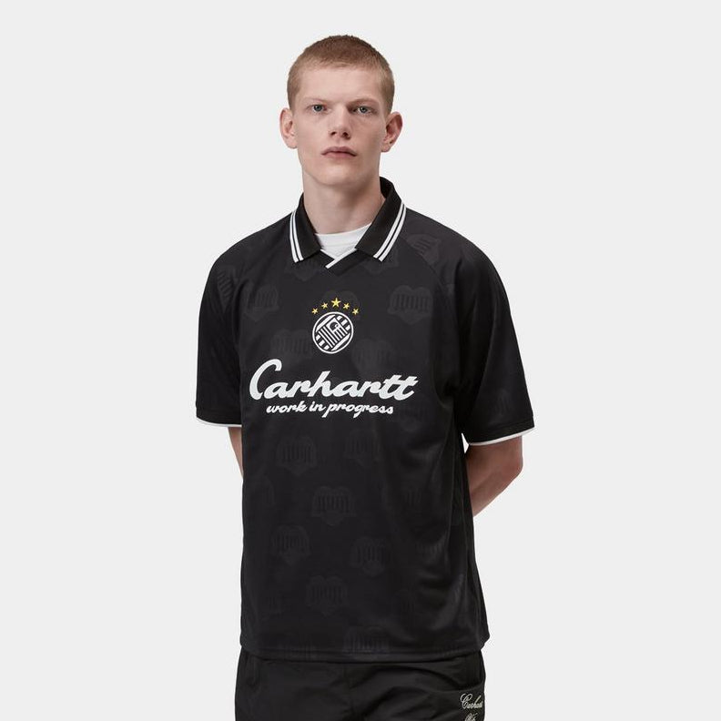 Carhartt WIP S/S Terrace Football T-Shirt Heart Train Jacquard Black