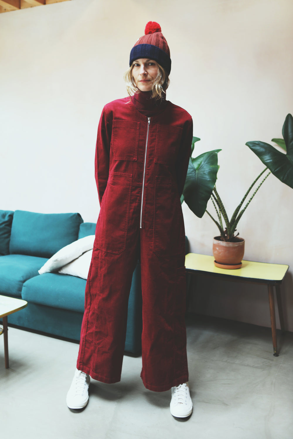 L.F.Markey Felix Corduroy Boilersuit Burgundy