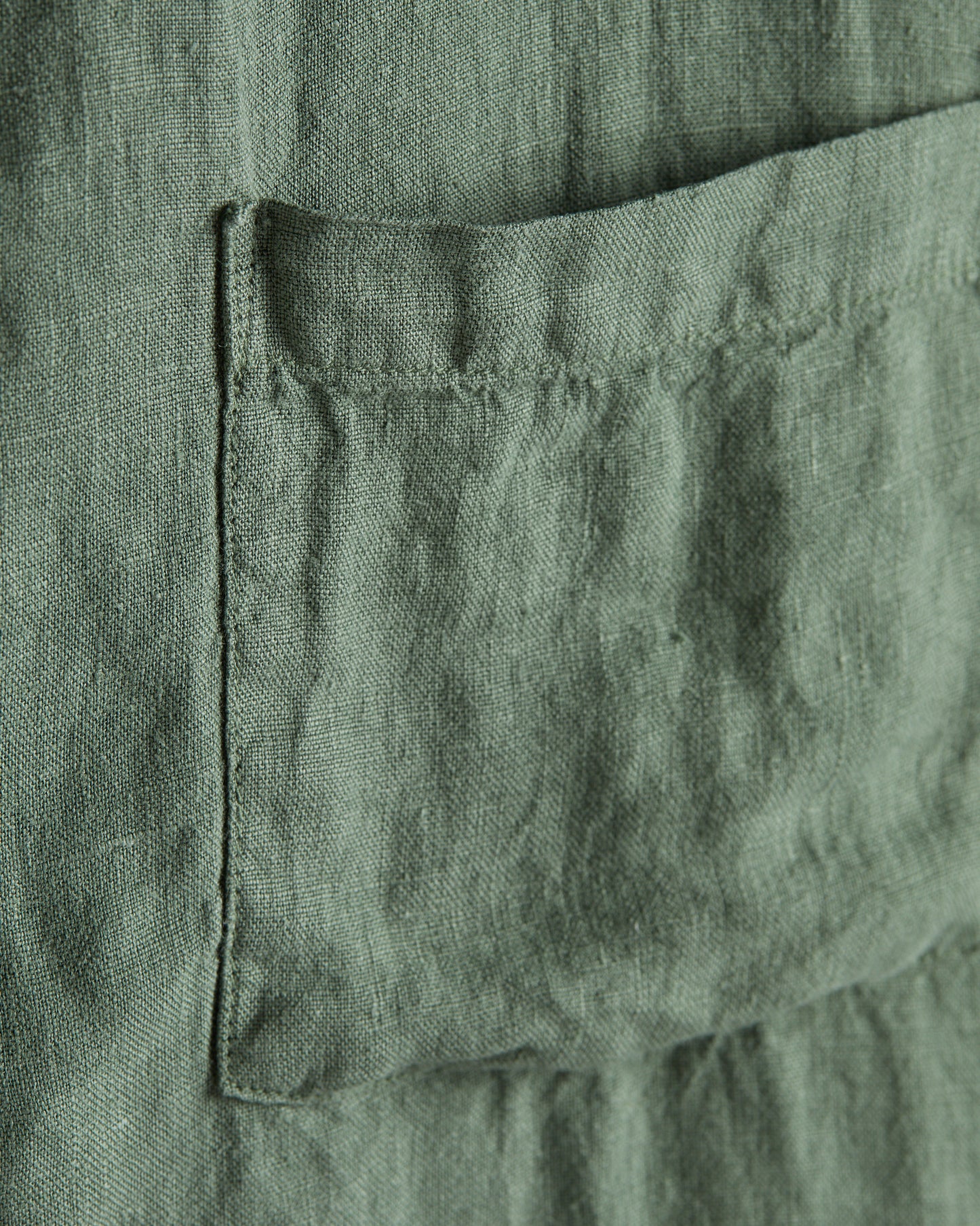 Portuguese Flannel Linen Camp Collar Dry Green