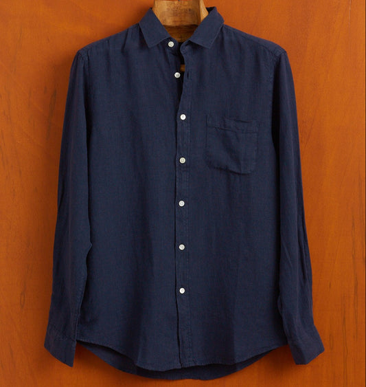 Portuguese Flannel Linen LS Shirt Navy