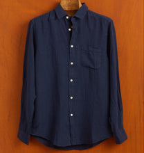 Load image into Gallery viewer, Portuguese Flannel Linen LS Shirt Navy
