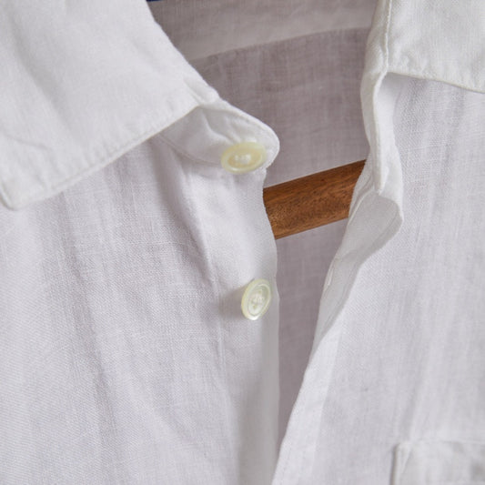 Portuguese Flannel Linen LS Shirt White