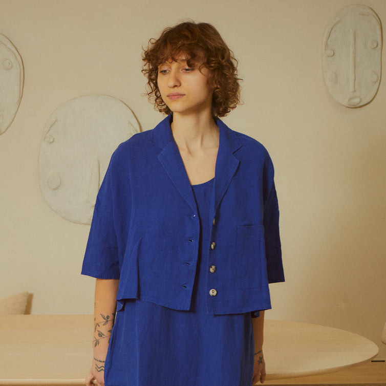 L.F.Markey Maxim Linen Shirt Cobalt