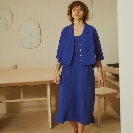 L.F.Markey Maxim Linen Shirt Cobalt