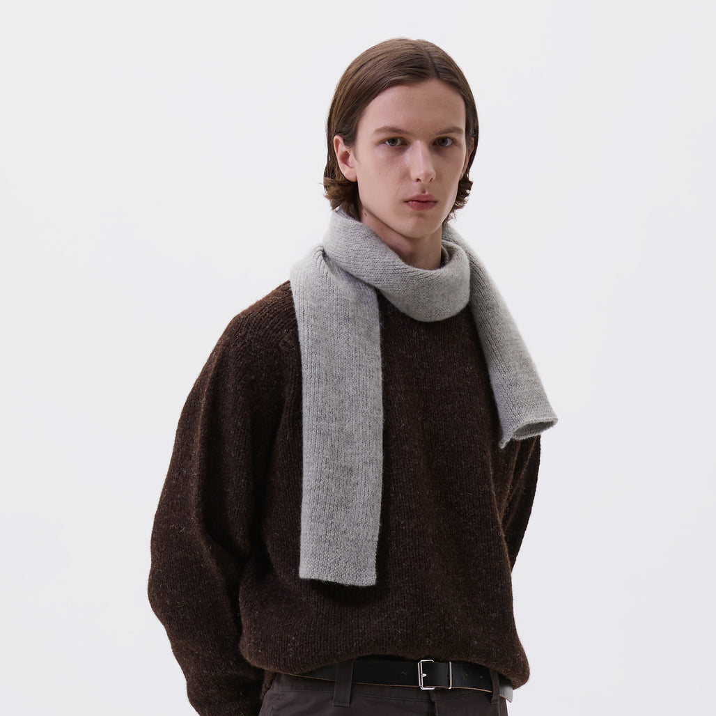 MHL Brushed Scarf Soft Shetland Wool Light Grey