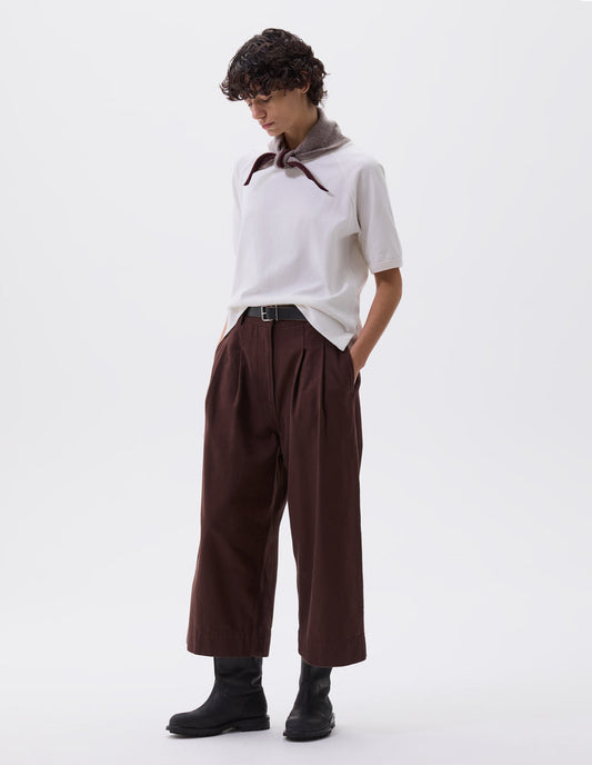MHL W' Pleated Culottes Worn Cotton Drill Mahogony
