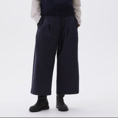 MHL W' Pleated Culottes Worn Cotton Drill Ink
