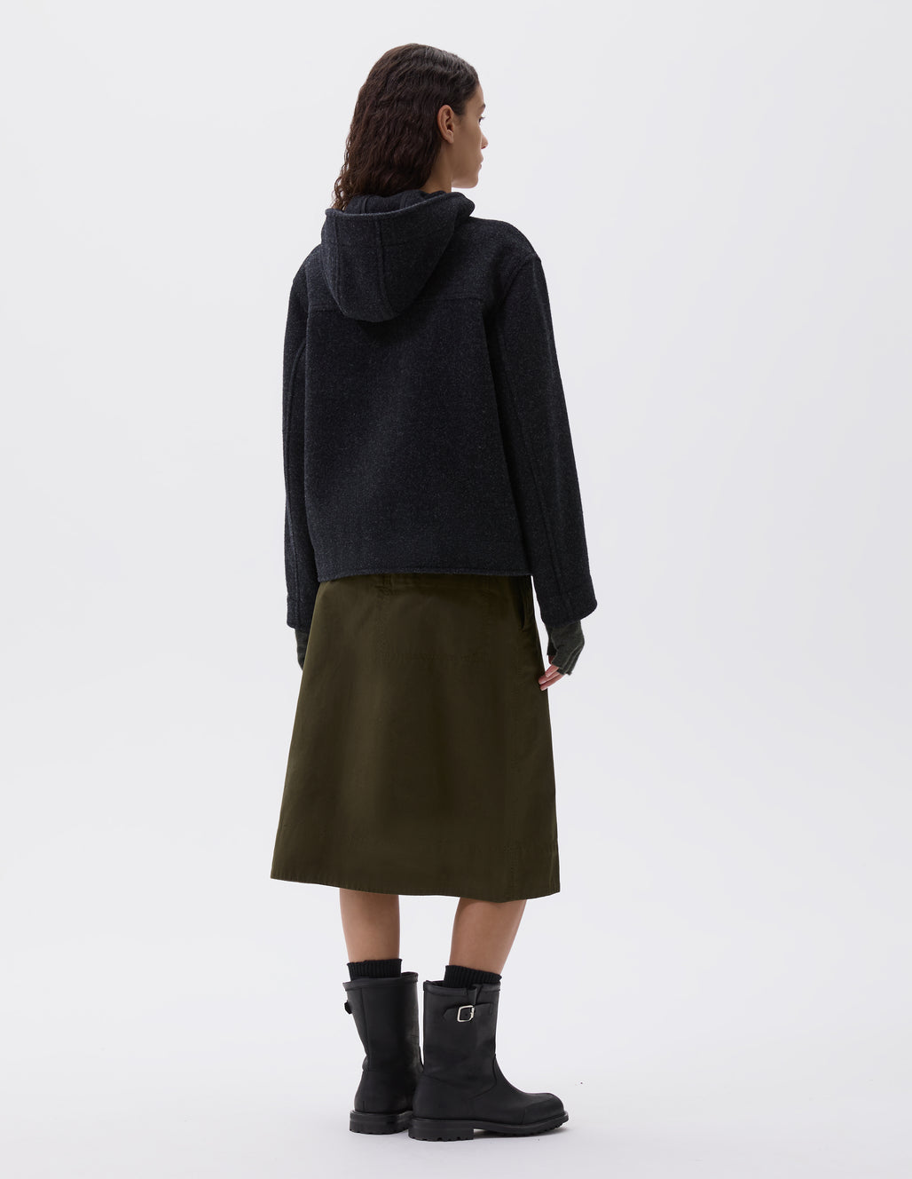 MHL W' Short Duffle Coat Felted Wool Charcoal