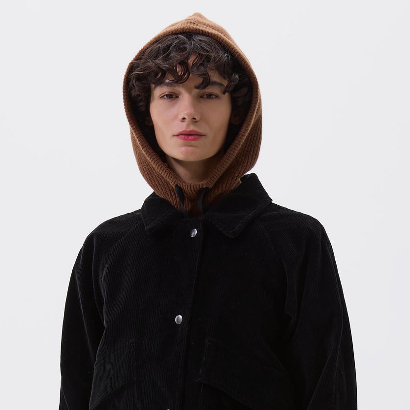 MHL Knitted Hood Lambswool Conker