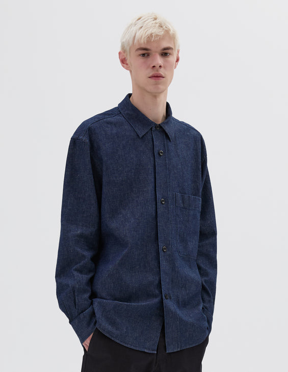 MHL Basic Shirt Cotton Linen Denim Indigo