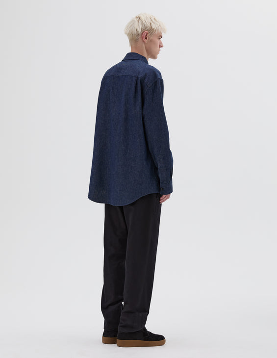 MHL Basic Shirt Cotton Linen Denim Indigo