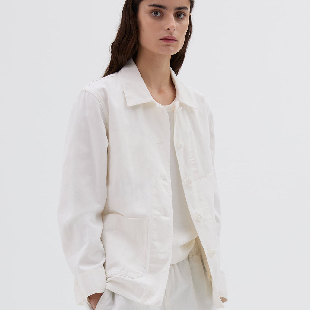 MHL W' Worker Jacket Cotton Linen Plainweave Off White