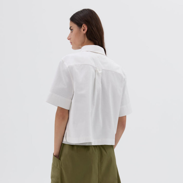 MHL W' Cropped Uniform Shirt  Textured Cotton Off White
