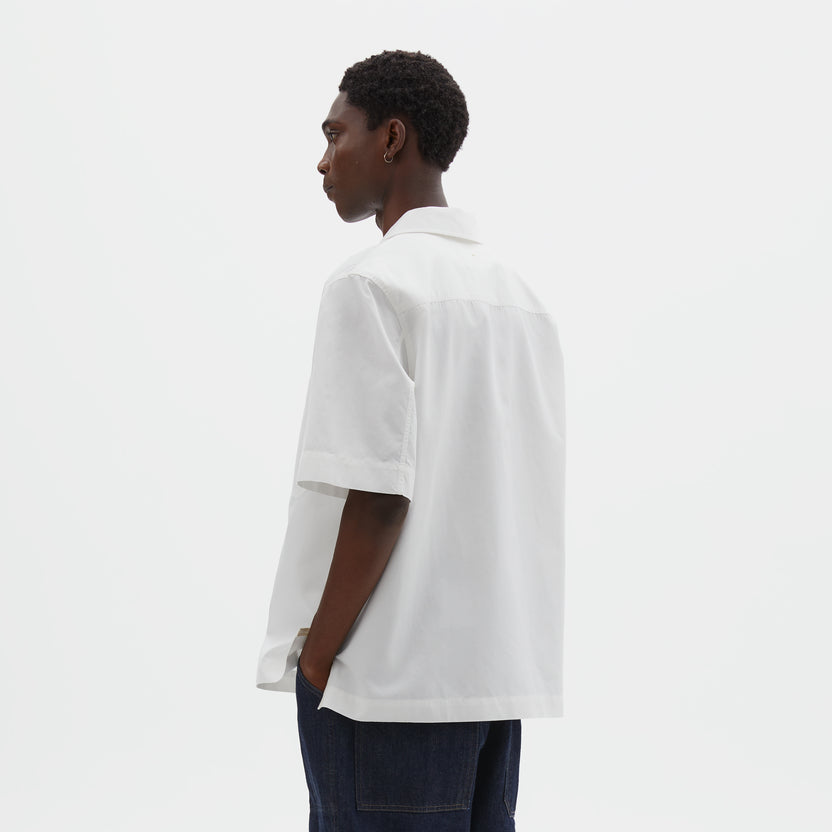 MHL S/S PJ Shirt Cotton Linen Poplin Chalk