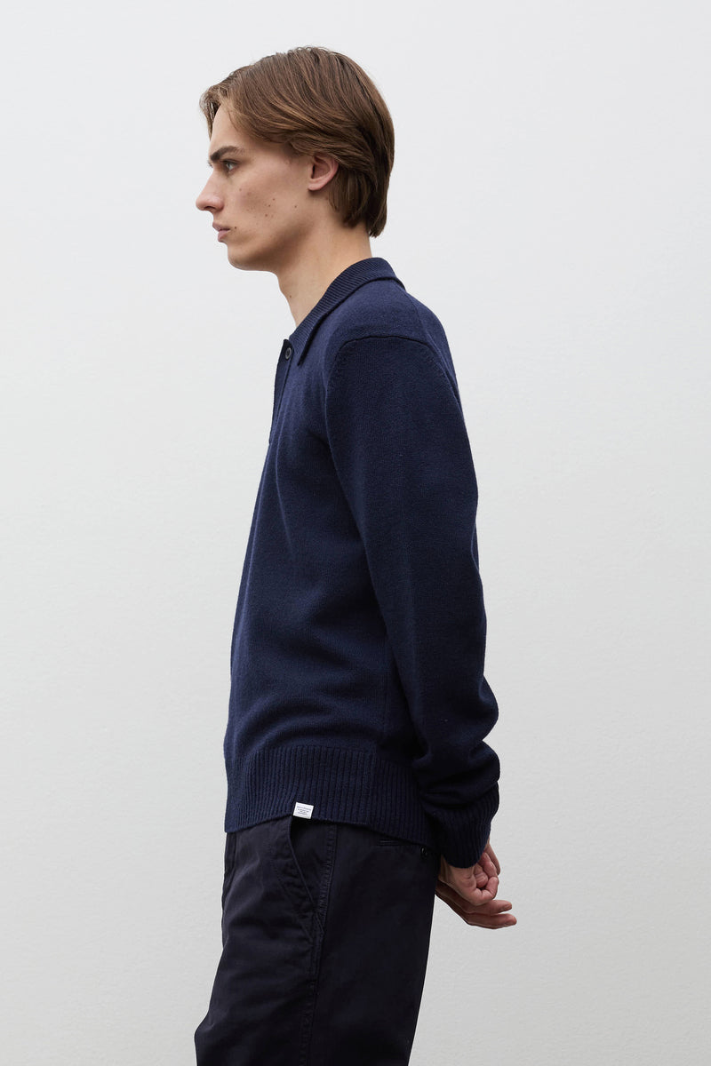 Norse Projects Anholt Lambswool Polo Dark Navy