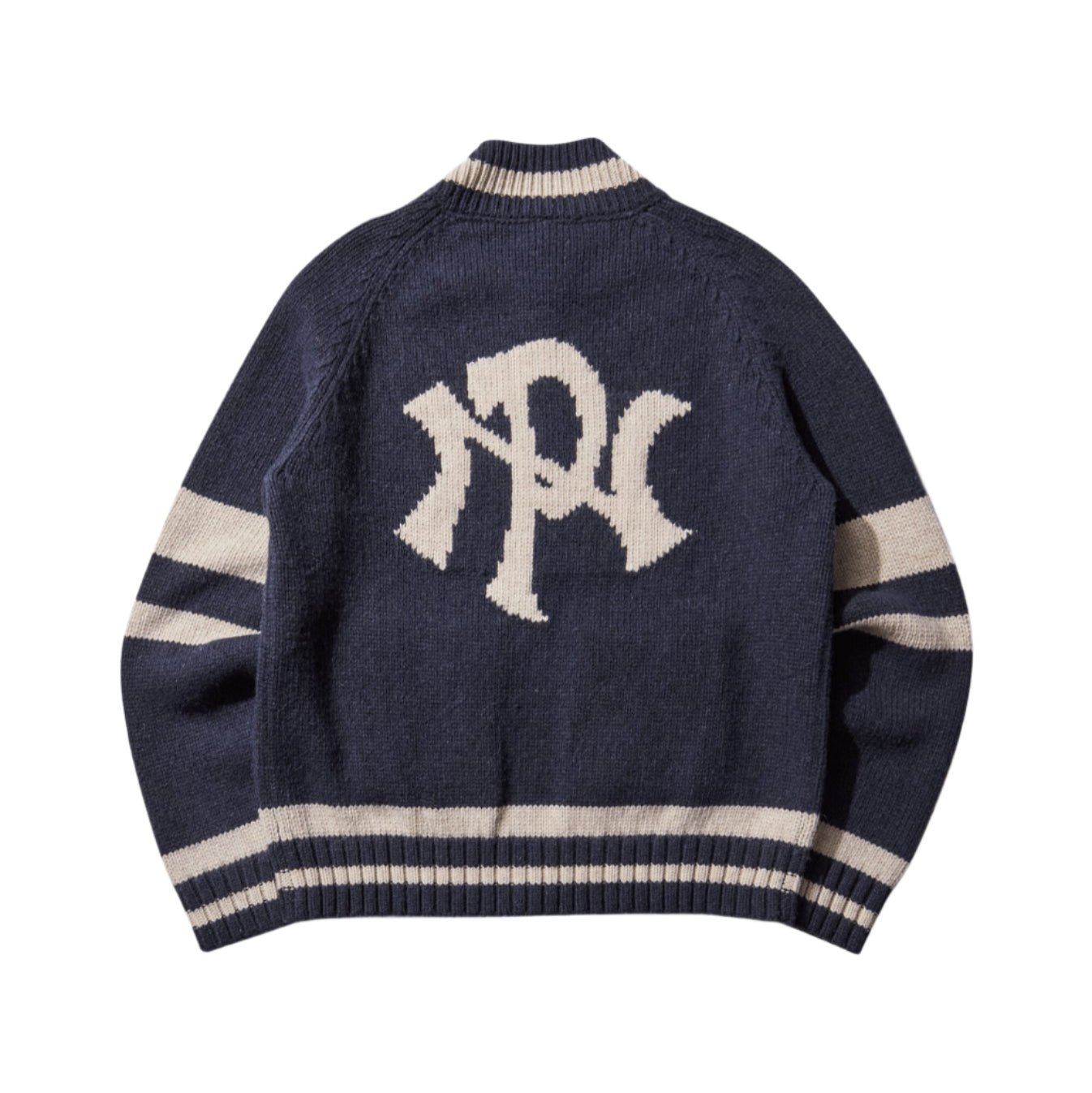 No Problemo NYP Varsity Zip Knit Jacket Navy
