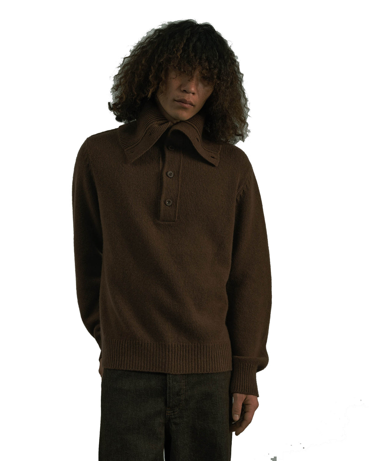 YMC Mens Runaway Neck Jumper Brown