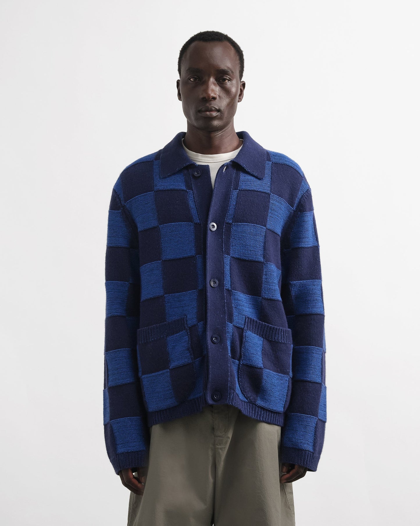 YMC Mens Baker Cardigan Blue