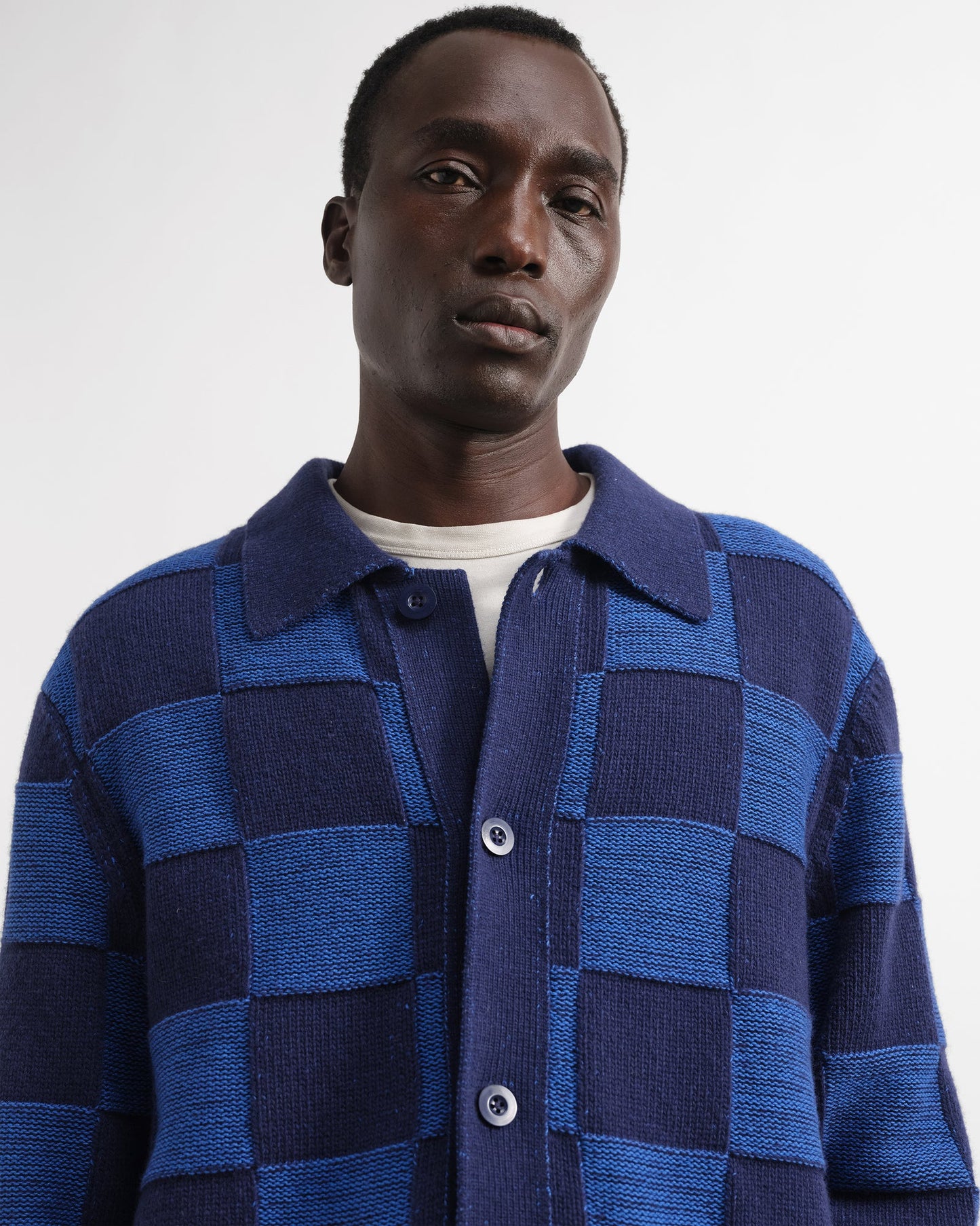 YMC Mens Baker Cardigan Blue