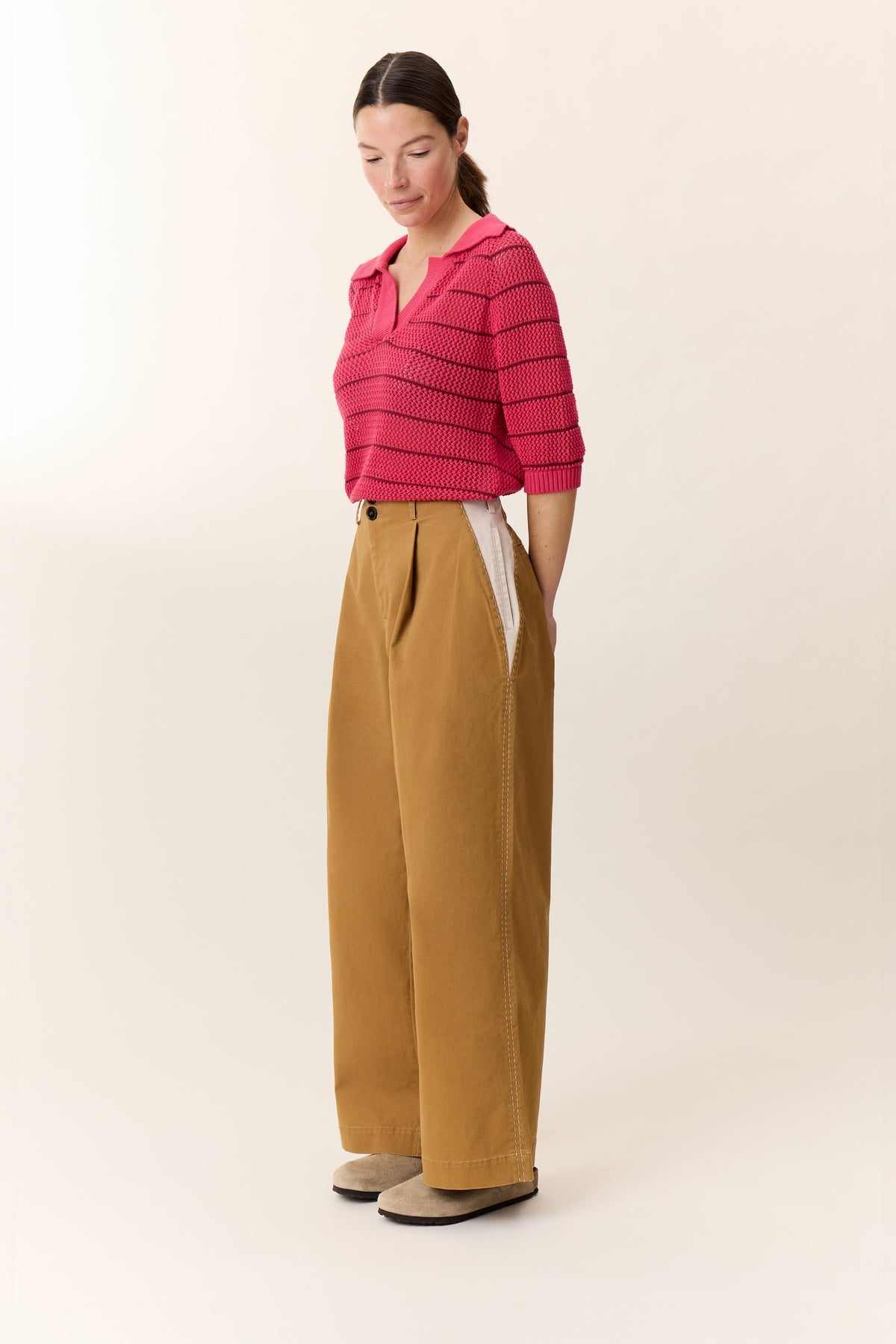 Leon & Harper Pippa Plain Pants Beige