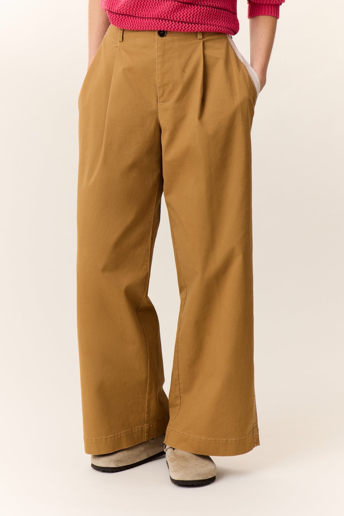 Leon & Harper Pippa Plain Pants Beige