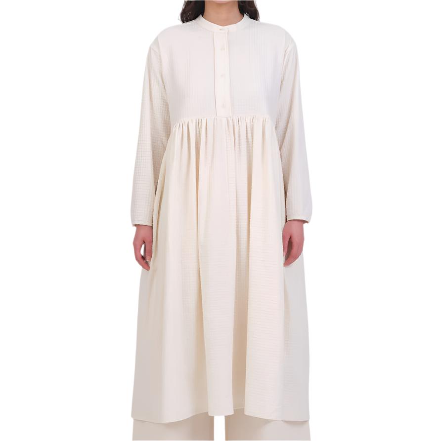 Cawley Studio Japanese Waffle Cotton Penny Dress Ecru
