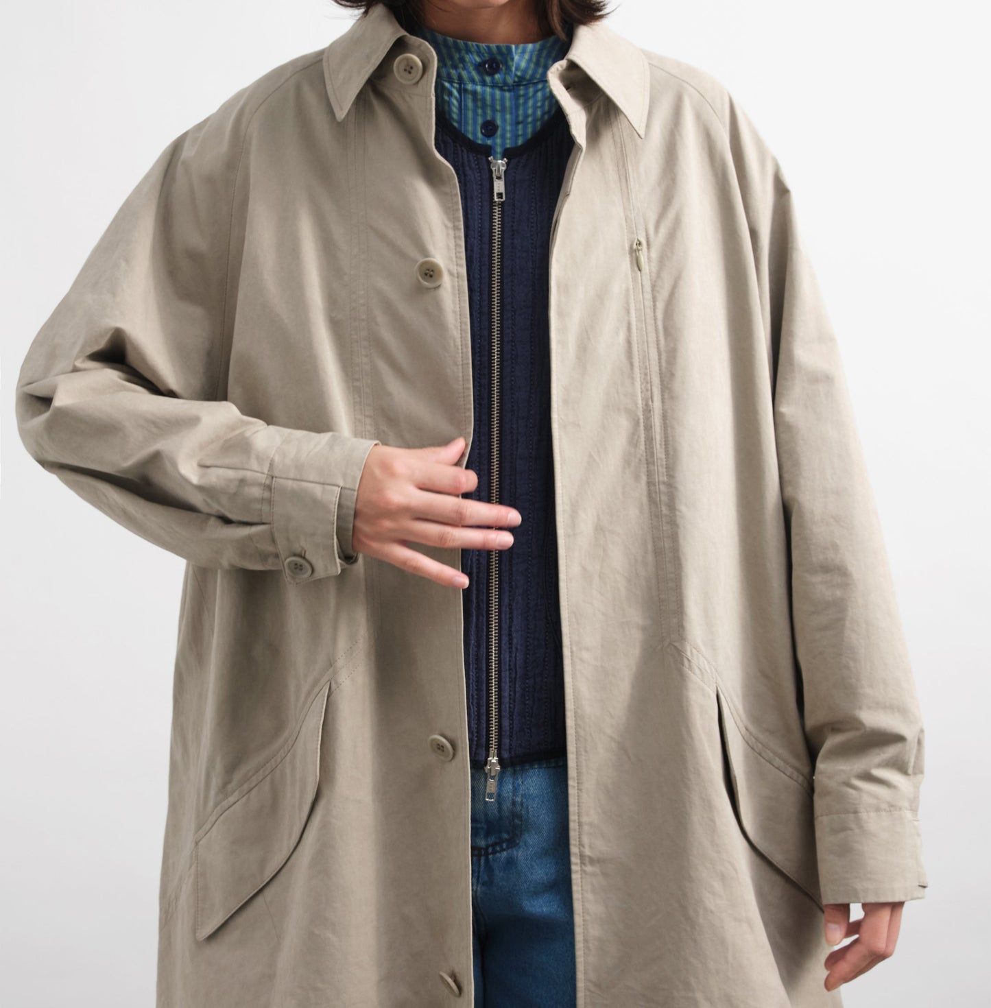 YMC Mens Tyrell Trench Coat Stone