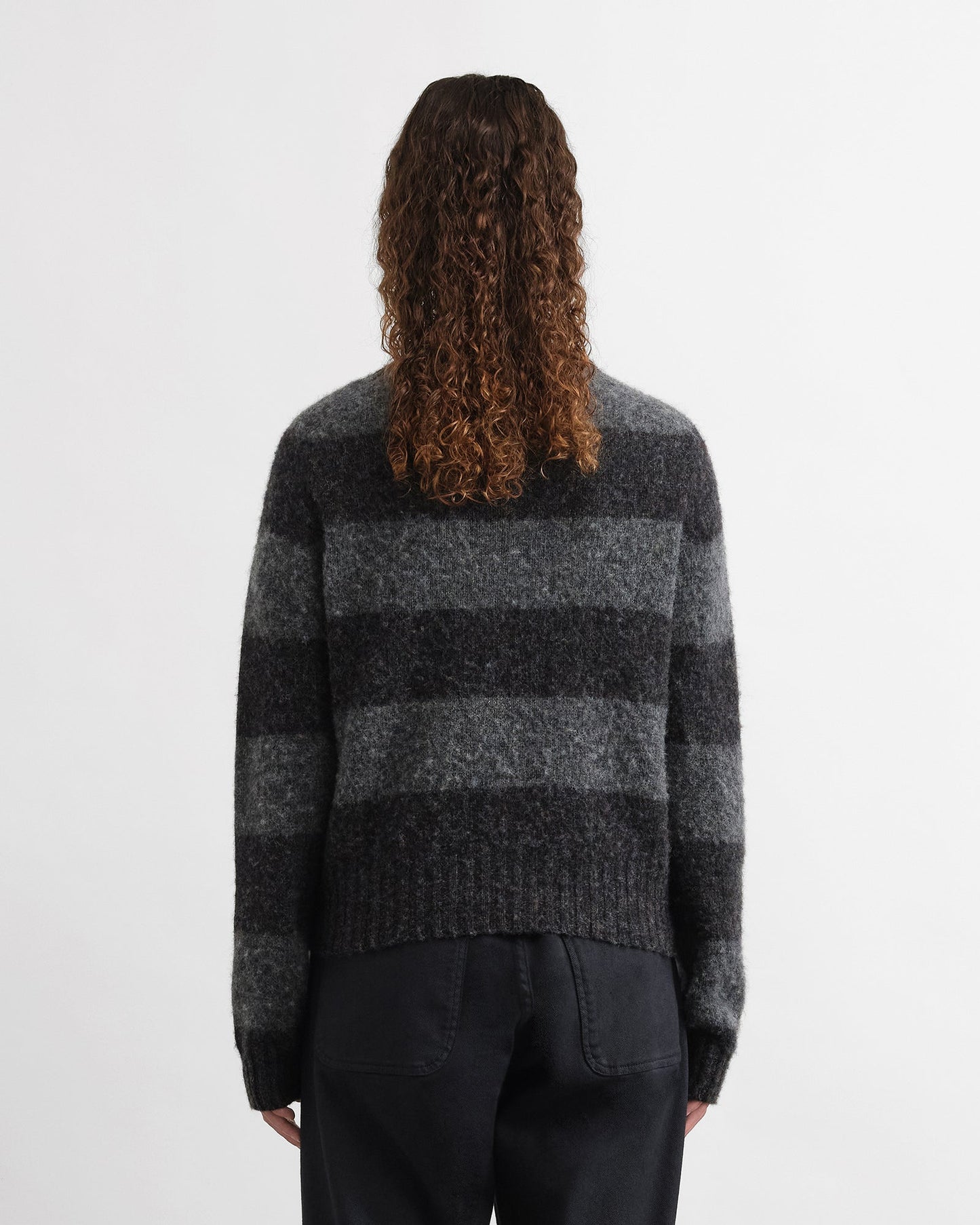 YMC Jets Stripe Crew Knit Grey Stripe
