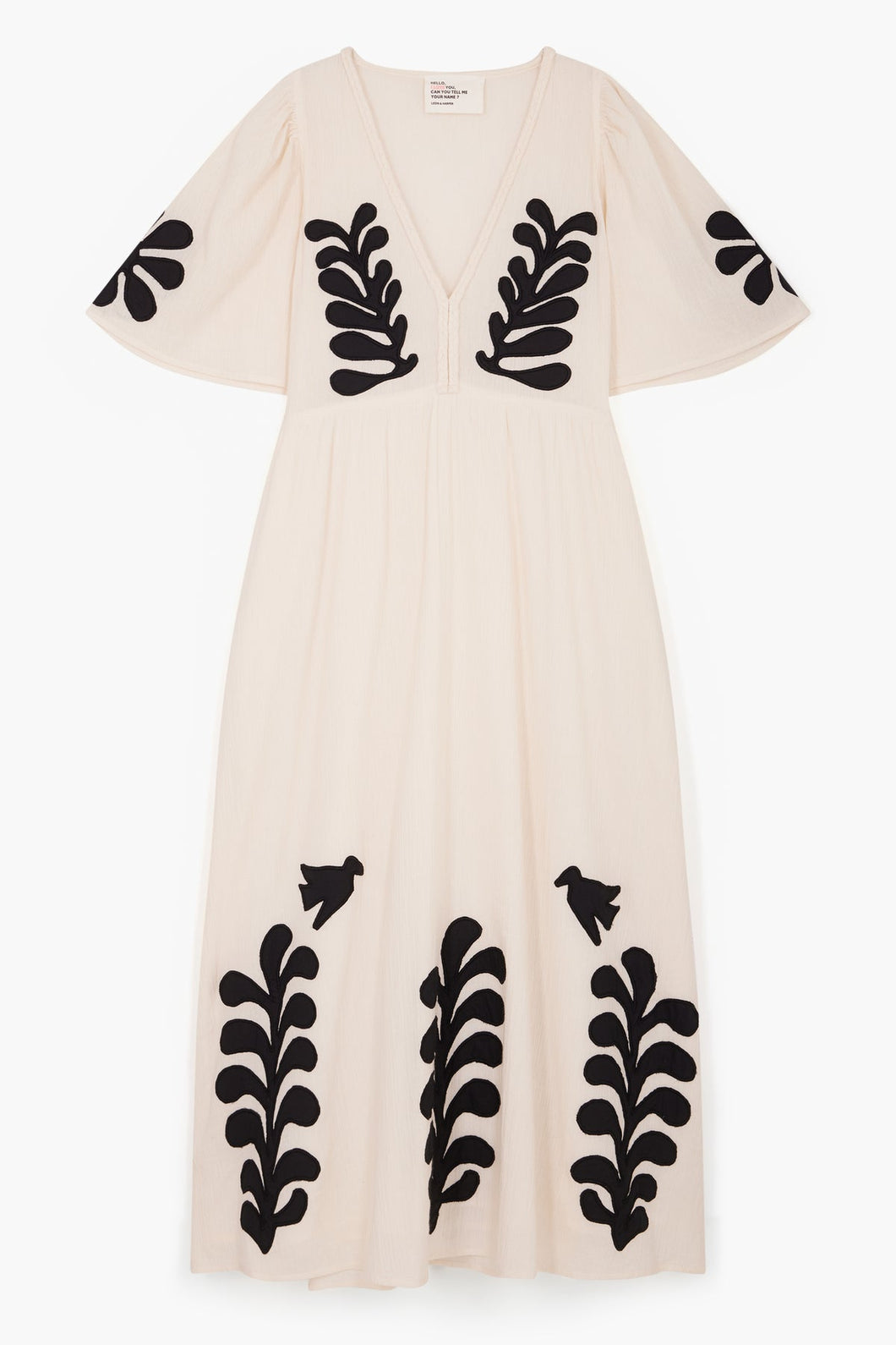 Leon & Harper Roe Birdy + Off White Short Sleeve Dress