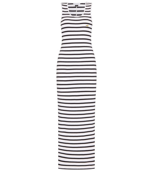 Bella Freud Striped Ribbed Dress Black / White
