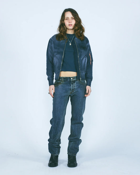 Aries Premium Sunbleached Temple Bomber Navy