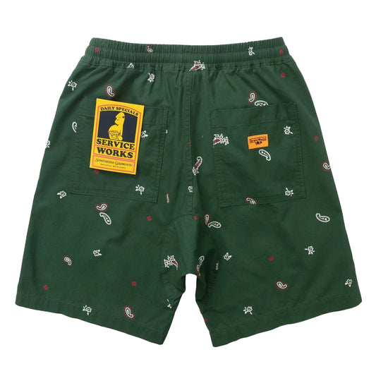 Service Works Paisley Chef Shorts Forest