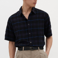 Load image into Gallery viewer, Norse Projects Ivan Relaxed Textured Shirt Navy
