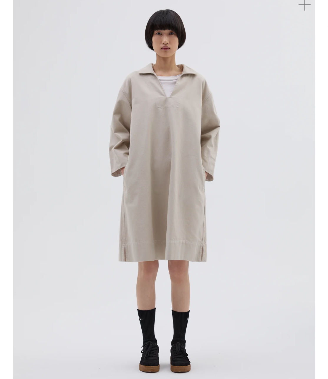 MHL W' Patch Pocket Smock  Dress Worn Cotton Drill Putty