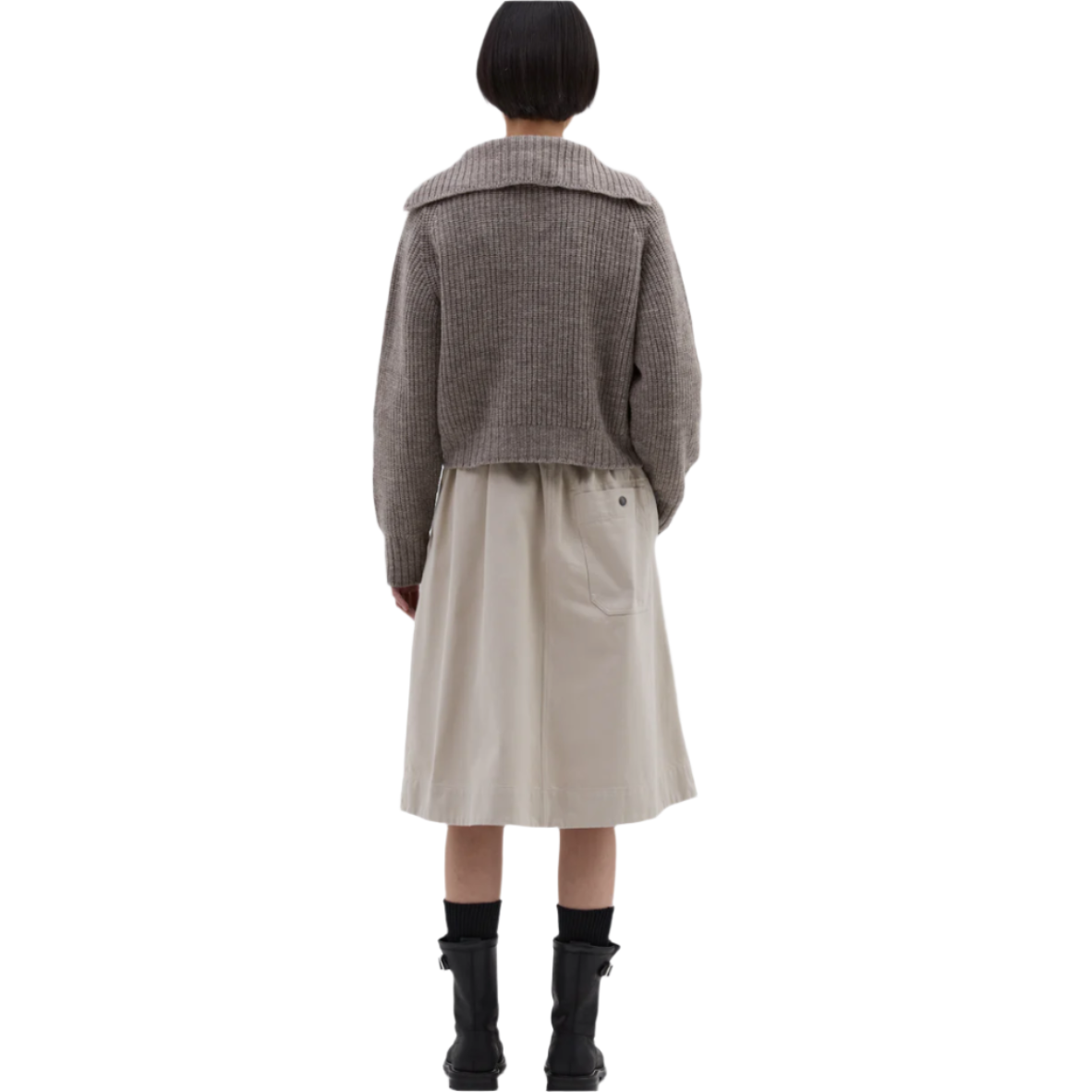 MHL W' Panelled Scout Skirt Worn Cotton Drill Putty
