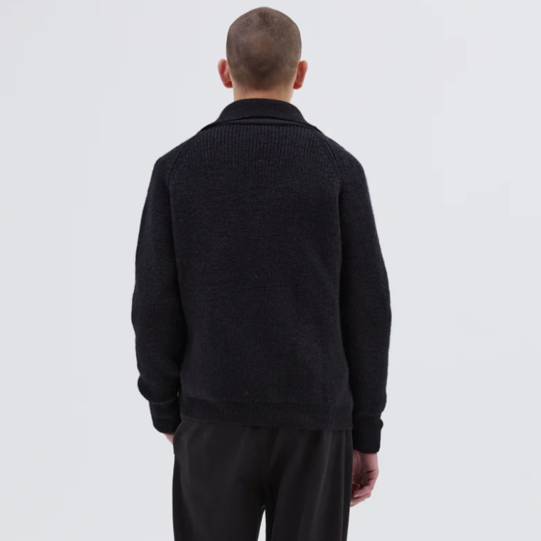 MHL Collared Cardigan Virgin Wool Ink