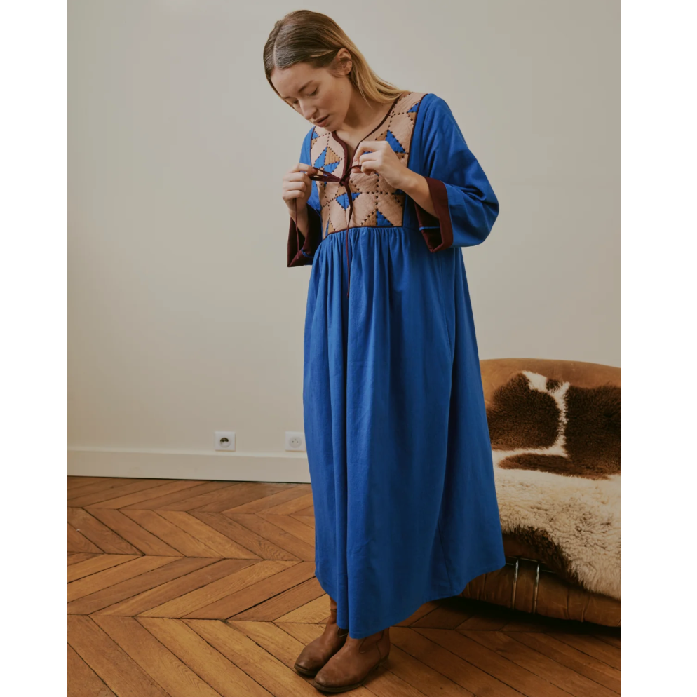 Leon & Harper Rom Dress Losange + Blue