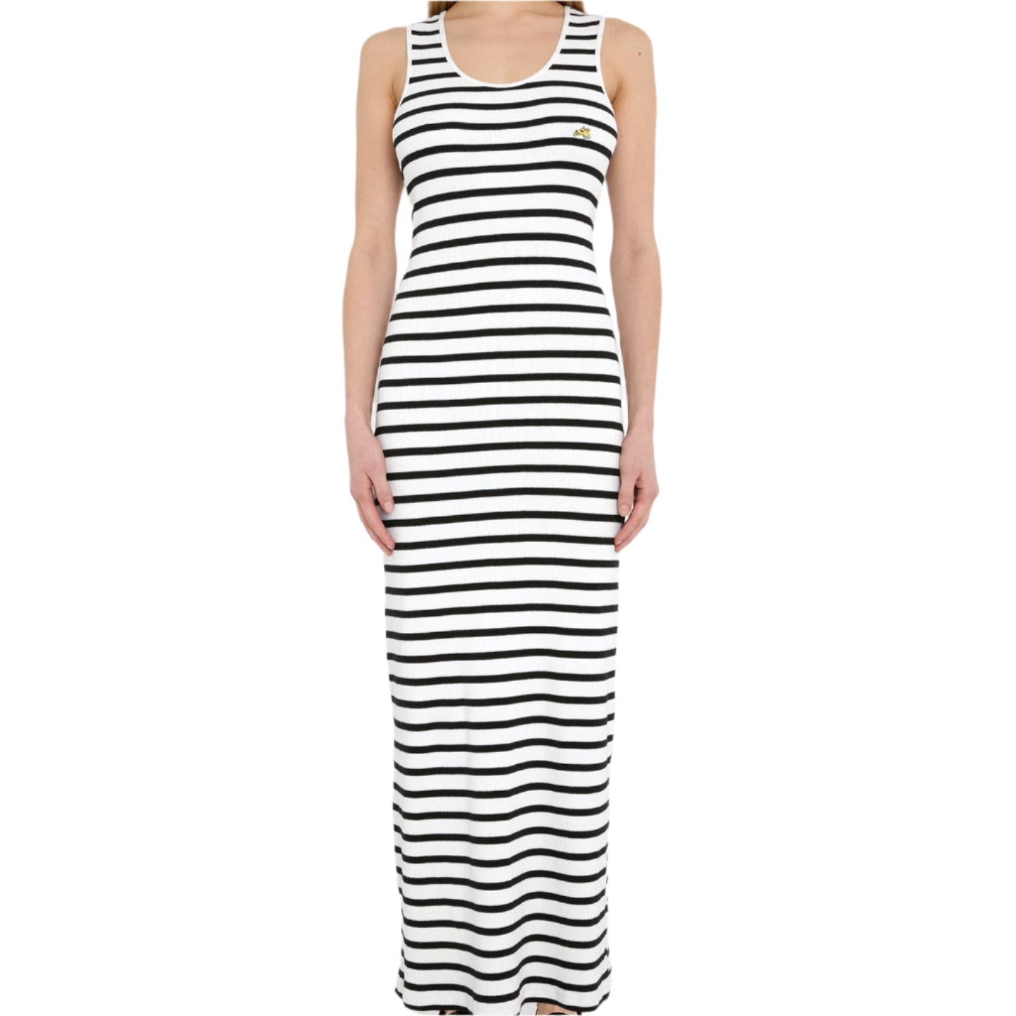 Bella Freud Striped Ribbed Dress Black / White
