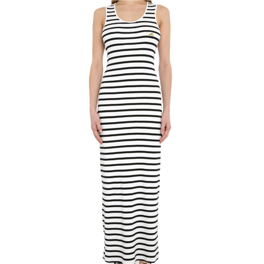 Bella Freud Striped Ribbed Dress Black / White
