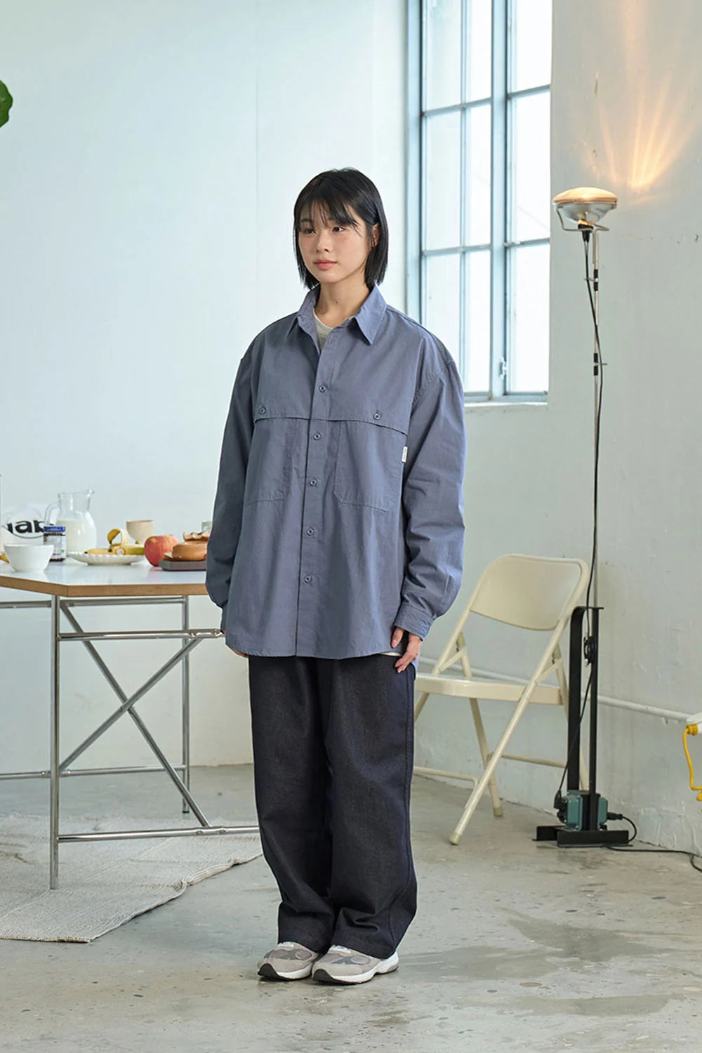Kappy Two Tuck Wide Denim Pants Deep Indigo