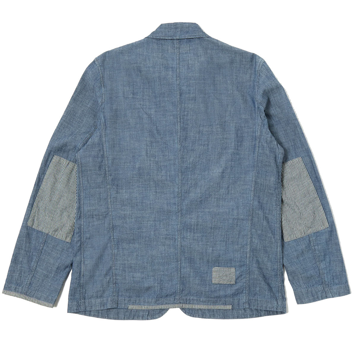 Universal Works Chambray / Hickory Patched Bakers Jacket Indigo